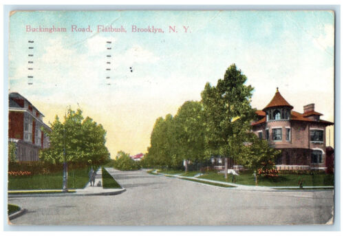 1914 Buckingham Road Flatbush Brooklyn Nowy Jork NY Antyczna wysłana pocztówka - Zdjęcie 1 z 2