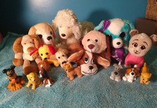 16 Pc Lot All Dog Dogs Puppy Puppies Plush Plushy Stuffed Animal Animals Figures