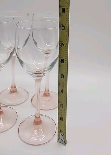 Juego de 4 copas de vino vintage Luminarc Francia clásicas con tallo rosa - Imagen 6 de 8