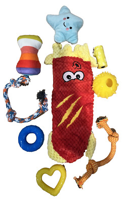 Puppy Toys for Teething 9 Pack -8 toys (1 holds a bottle) 1 roll of bags NEW