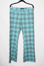 y2k Vintage Abercrombie  Fitch Wool Pants Plaid Blue Low Rise Bootcut size 6