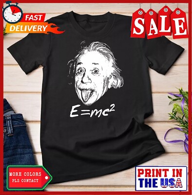 Nerdy Einstein sticking tongue out E=mc2 Physics Teacher T-Shirt Unisex T-shirt