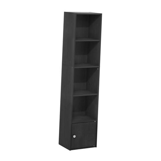 Luder 5-Cube Bookcase with 1 Door Storage Cabinet in Blackwood