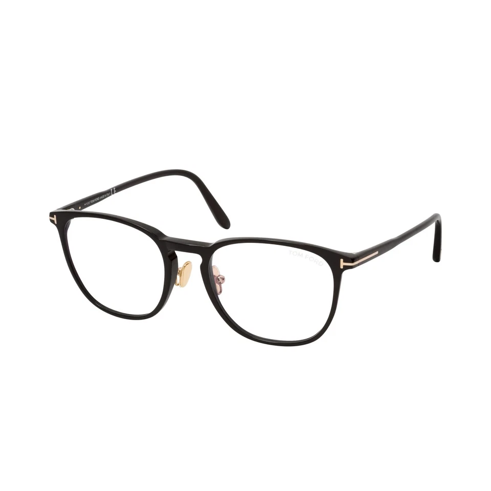 Marco de gafas de plástico redondo negro Tom Ford TF 5700-B 001 52-20-145 almohadillas para nariz Foto 2 de 4