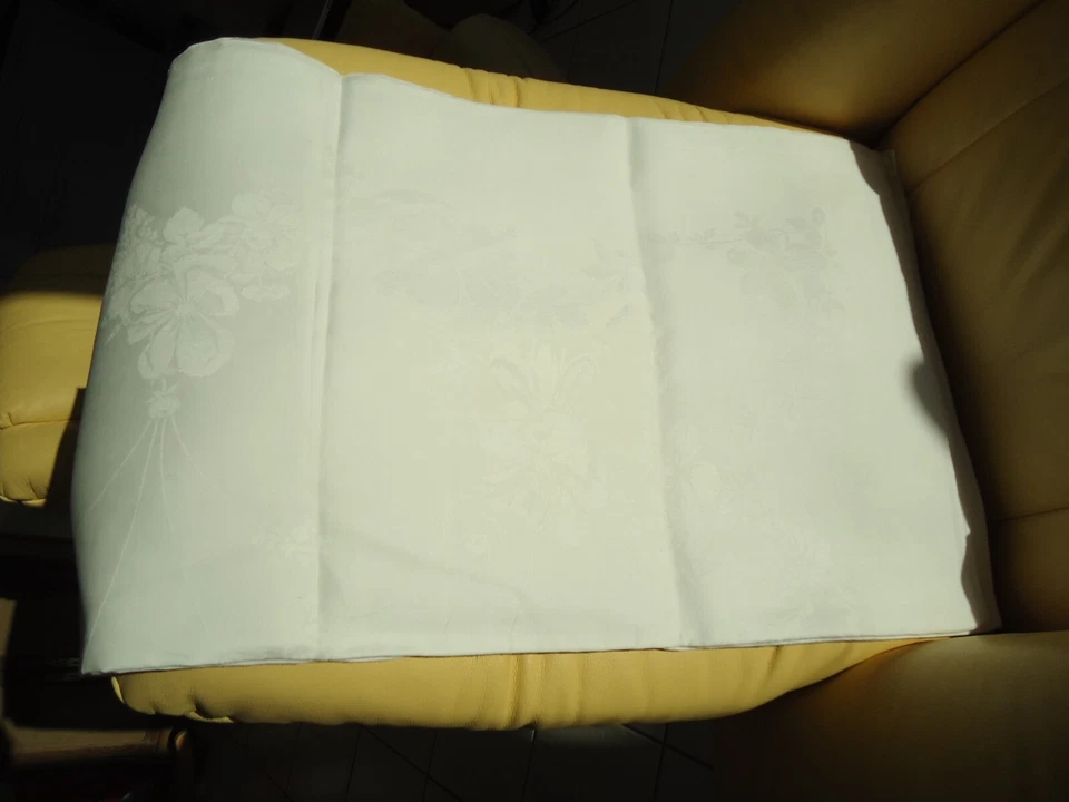 NAPPE LIN DAMASSE MONOGRAMME HP LINGE ANCIEN - Photo 4/4