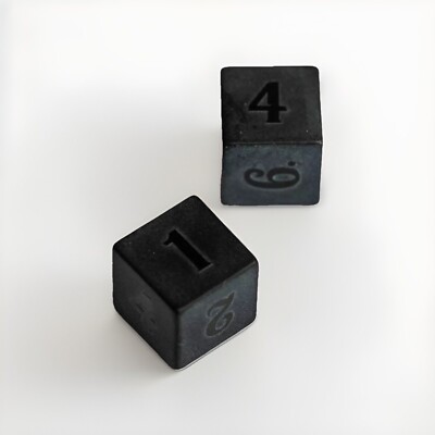 Halbedelstein D6 Würfel (2er Set schwarzer Obsidian)