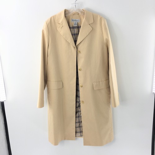 Abrigo de mujer Brooks Brothers trinchera largo forrado a cuadros algodón botones ocultos talla M - Imagen 11 de 14