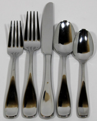 Oneida VOSS Glossy Stainless Concave Shape 5 Pce Place Setting Knife Fork Spoon