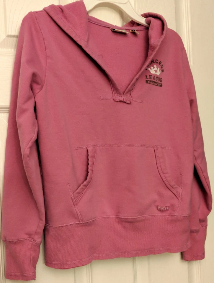 The Childrens Place SweatShirt Top Girls 12-14 Long Sleeve Hooded Pullover Pink - Image 3 of 4