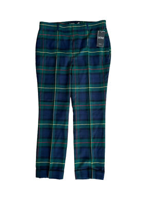 green plaid dress pants Cotton Blend Single Pleat Suit Pants