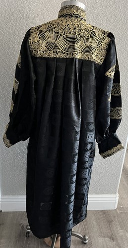 Vintage Rima Black Gold Embroidered Pakistani Moroccan Caftan Robe Size Small S - Picture 4 of 6
