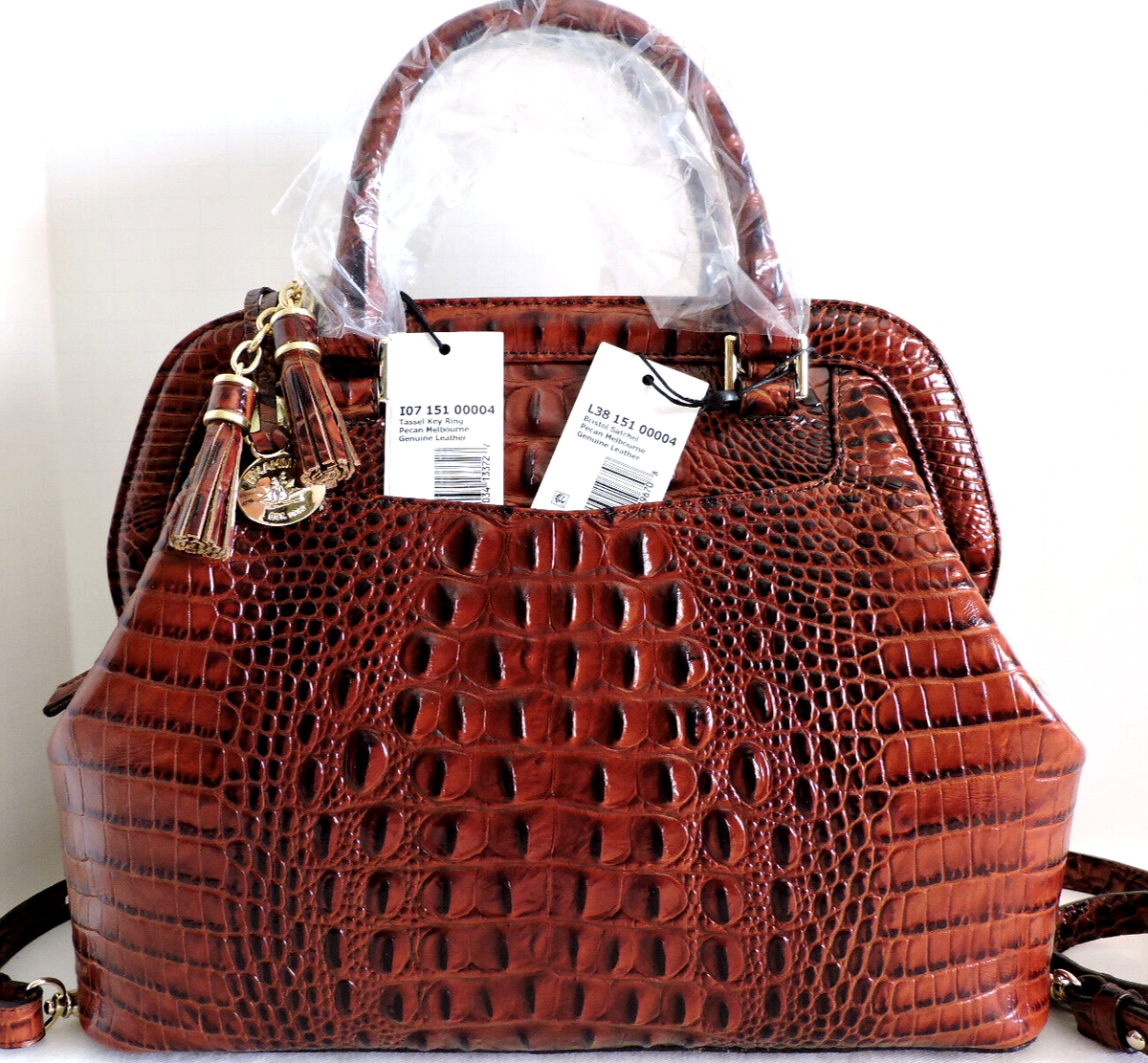 🌹Brahmin Bristol Framed Satchel Pecan Leather Carryall Doctor Bag