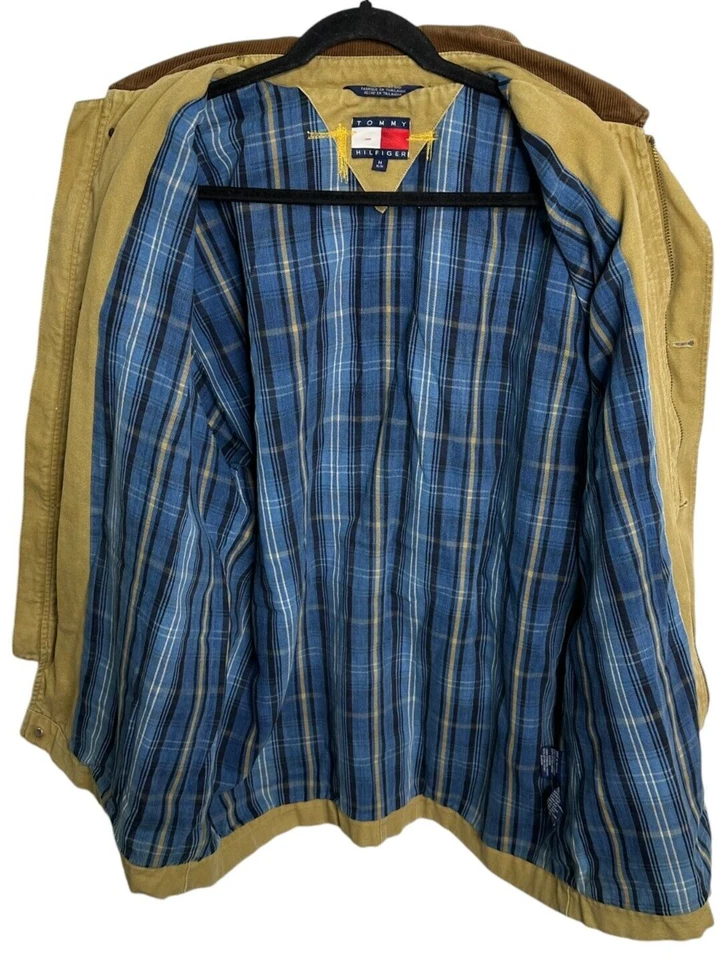 Abrigo de trabajo de algodón de granero de colección años 90 Tommy Hilfiger M envejecido a cuadros Foto 2 de 4