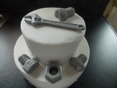 5 Stück Essbare Fondant/Zuckerschlüssel, Muttern und Schrauben Kuchen/Cupcake Topper