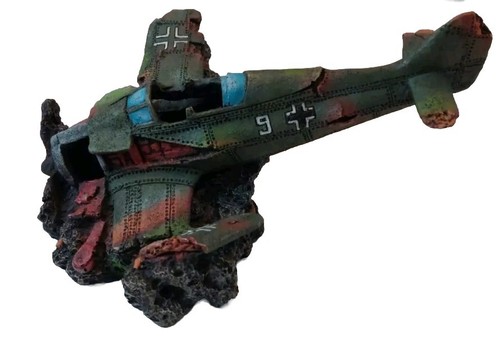 Top Fin Sunken Plane Aquarium Ornament German WWii Fighter Messerschmitt