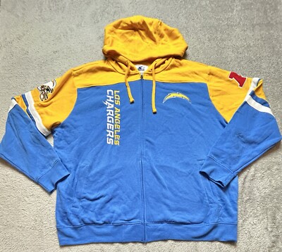 Los Angeles Chargers Starter Logo Extreme Full-Zip Hoodie Powder  Blue/Gold 3XL