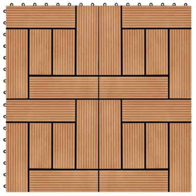 11 pcs Decking Tiles WPC 11.8''x11.8'' 1 sqm Teak Color vidaXL