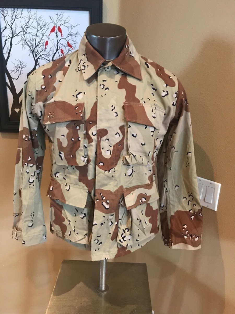 US Army Military 6-Color Desert Storm Camo BDU Combat Jacket Size