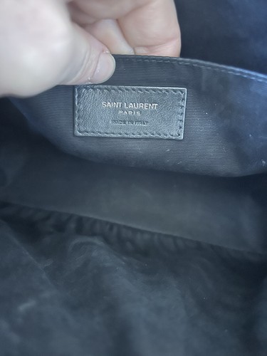 100% YSL Saint Laurent Lou Camera Bag Quilted Leather Black Patent Crossbody - Picture 12 of 15
