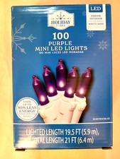 Holiday Time LED Mini String Lights Purple 100 Lights White Wire NEW