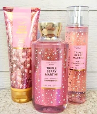 TRIPLE BERRY MARTINI Shower Gel Body Wash + Body Cream + Fragrance Mist SET of 3