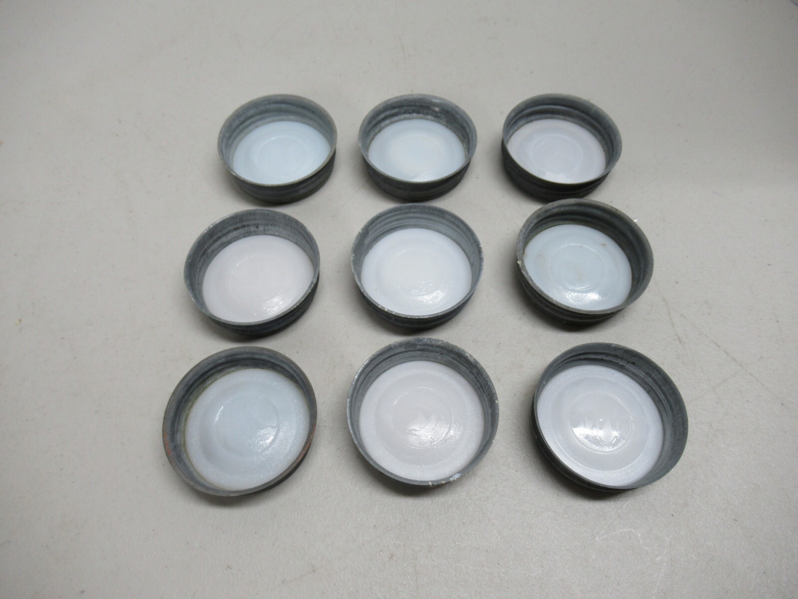 9 Vintage BALL ZINC CAPS Mason Jar Porcelain Lined Lids eBay