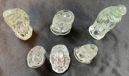 Vintage Glass Nativity Scene 6-Piece Set Clear Mary Joseph Baby Jesus 3 Wisemen - Picture 2 of 5