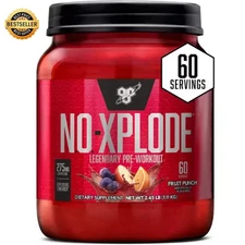 BSN NO XPLODE Pre-Workout Pump Nitric Oxide Booster Fruit Punch, 60 Servings NEW