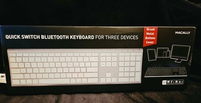Macally Quick Switch Bluetooth Keyboard for Three Devices #ACEBTKEY NEW