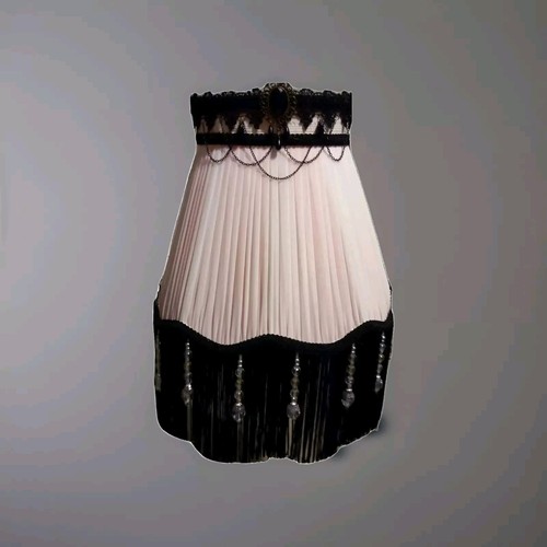 PREMIUM 12" BESPOKE CHIFFON PLEATED LAMPSHADE IN WHITE& BLACK UNIQUE - Picture 1 of 2