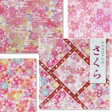 Japanese Origami Folding Paper 6" (15cm) Washi Chiyogami Sakura 3 Color 24 Sheet