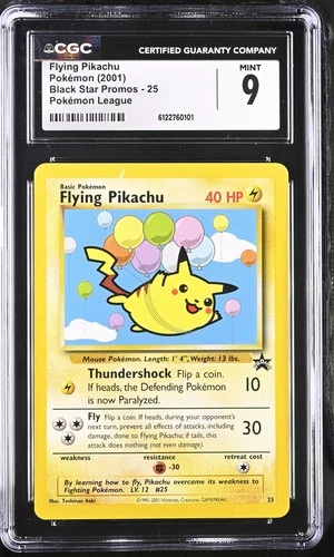 CGC 9 MINT Flying Pikachu 25 Pokemon League Black Star Promos Pokemon Card