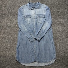 American Eagle Chambray Button Down Midi Shirt Dress Women’s L Blue Long Sleeve