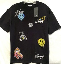 Left Point Sz Lg Short Sleeve Rhinestone Enhanced Multi Design Black T-Shirt NWT