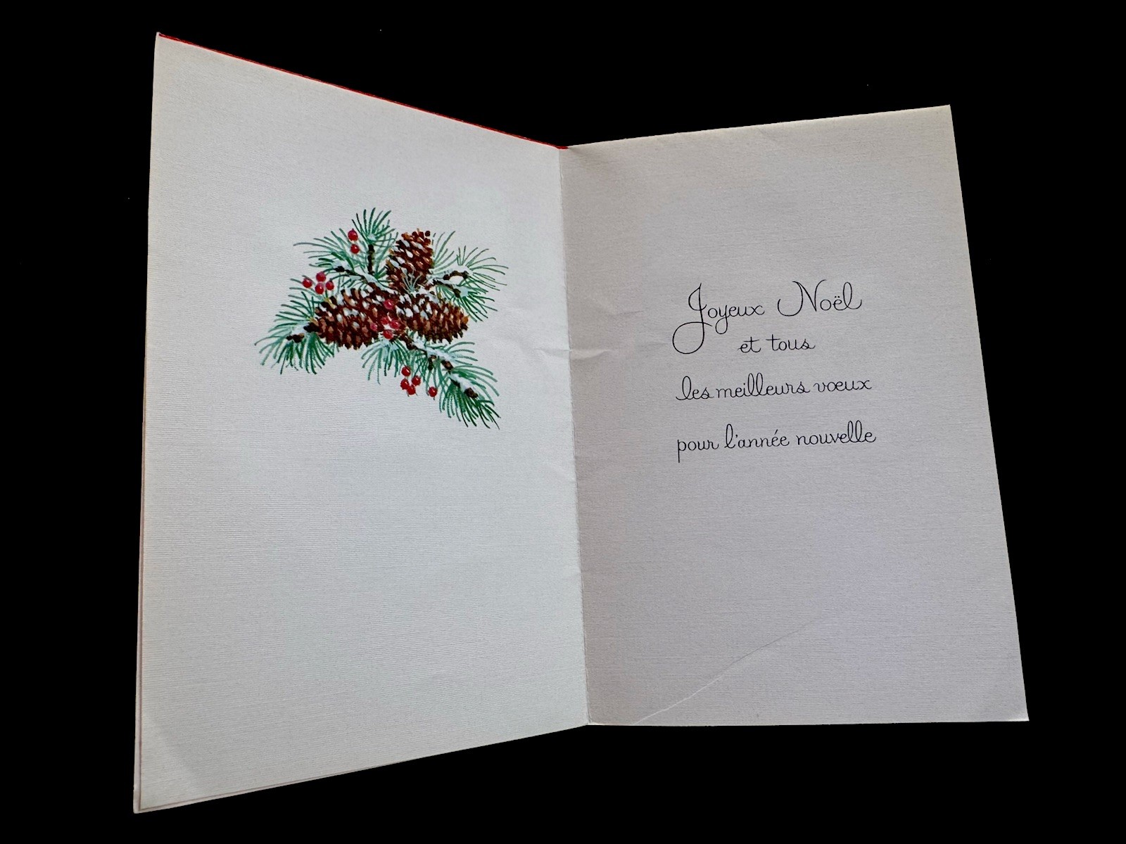 1 VTG NOS Norcross Xmas Greeting Card In French 3 Festive Holiday Bells Chiming
