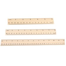 3 Pack Wooden Ruler 12 inch 8 and 6 Kit with brown