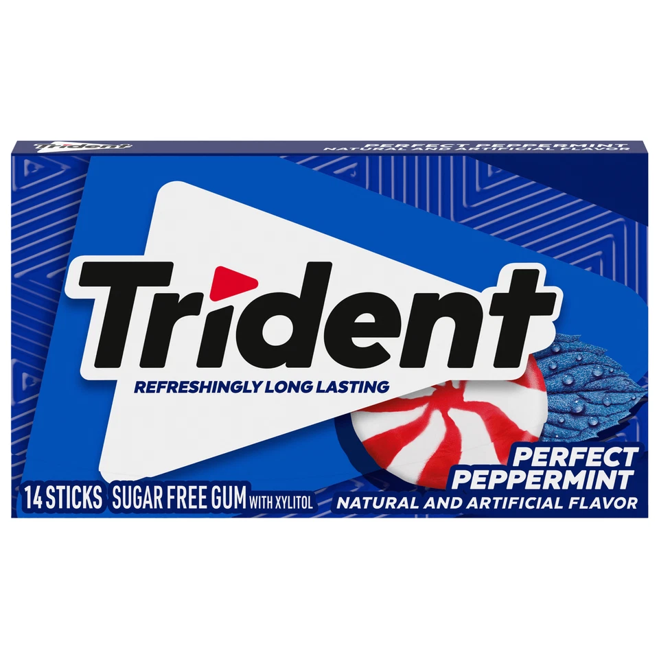 Trident Perfect Peppermint Goma Sin Azúcar, 12 Paquetes de 14 Piezas - 168 Total Foto 3 de 3