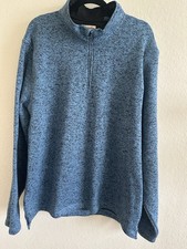 Wrangler Authentics Blue Pullover Fleece Sweater XL Qtr Zip Western Cowboy