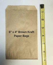 Lot Of 200 Flat Brown Kraft Paper Bags 6" × 4"