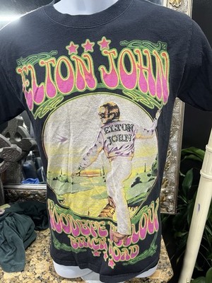 Elton John Goodbye Yellow Brick Road Tour T Shirt 2015 World Tour Black SM