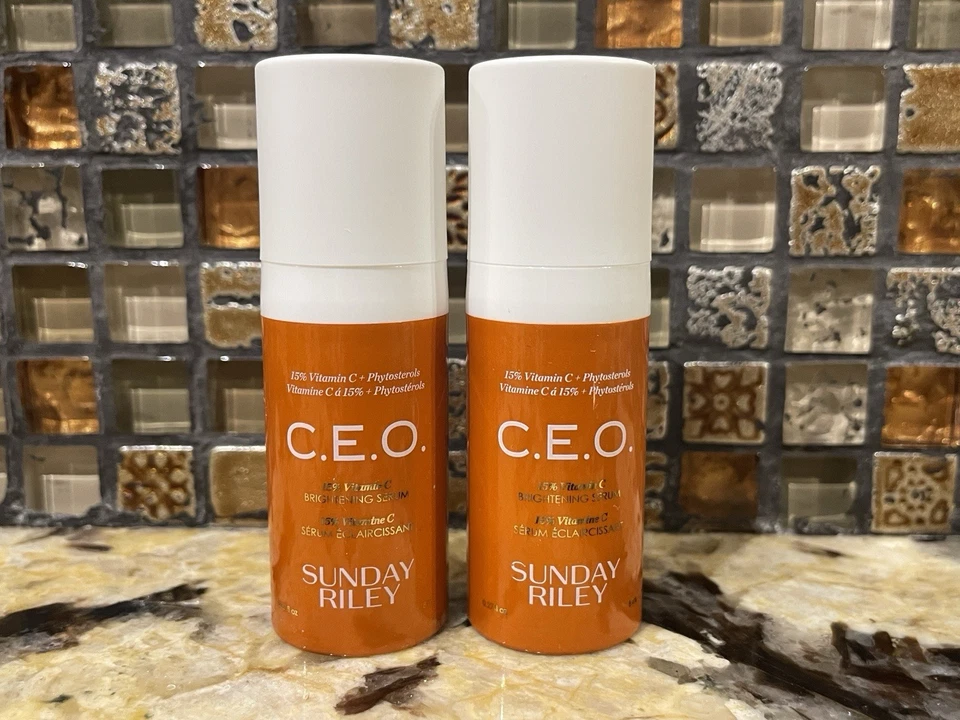 Paquete 2 Sunday Riley CEO 15% Vitamina C Suero Iluminador 0.27 OZ ea- 0.54 OZ Tot Foto 4 de 4