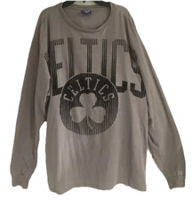 Vintage Boston Celtics UNK Blue Label NBA Leprechaun Team LS Sz-2XL Distressed