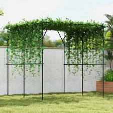 7.3 FT Tall Metal Garden Trellis with Climbing Net, Black