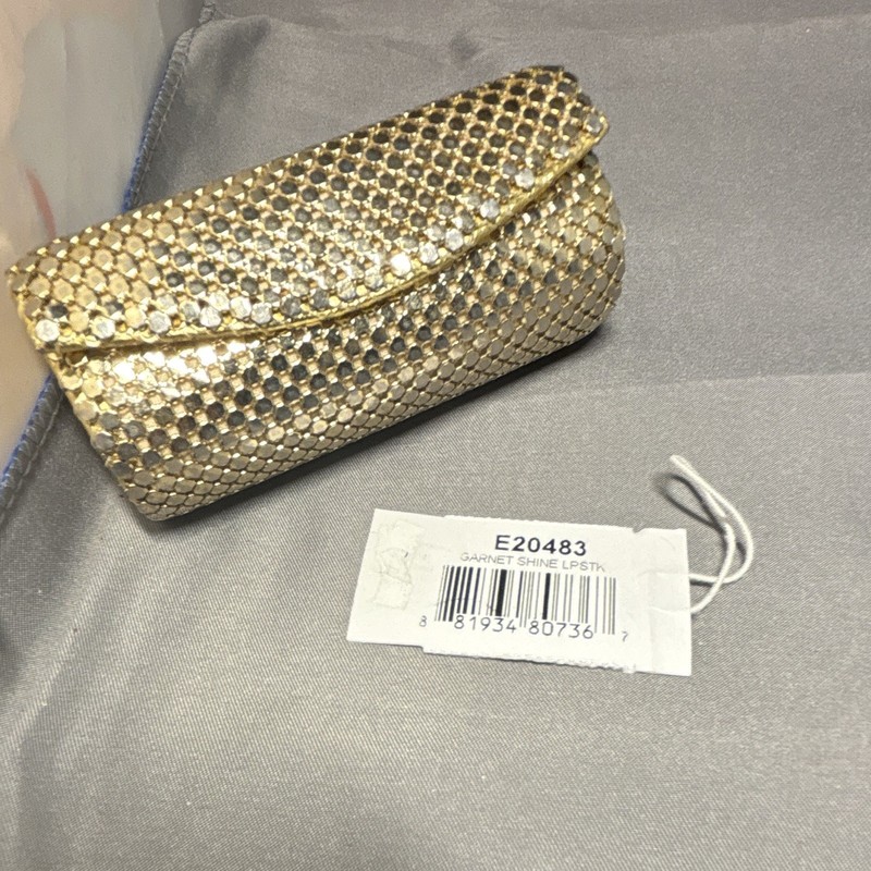 Gold Tone Mesh Lipstick Holder Case with Snap Closure E20483 "MET SHINE LIPSTI"