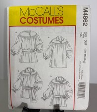 McCall's Costumes M4862 Unisex Poet Shirt S M L New Uncut