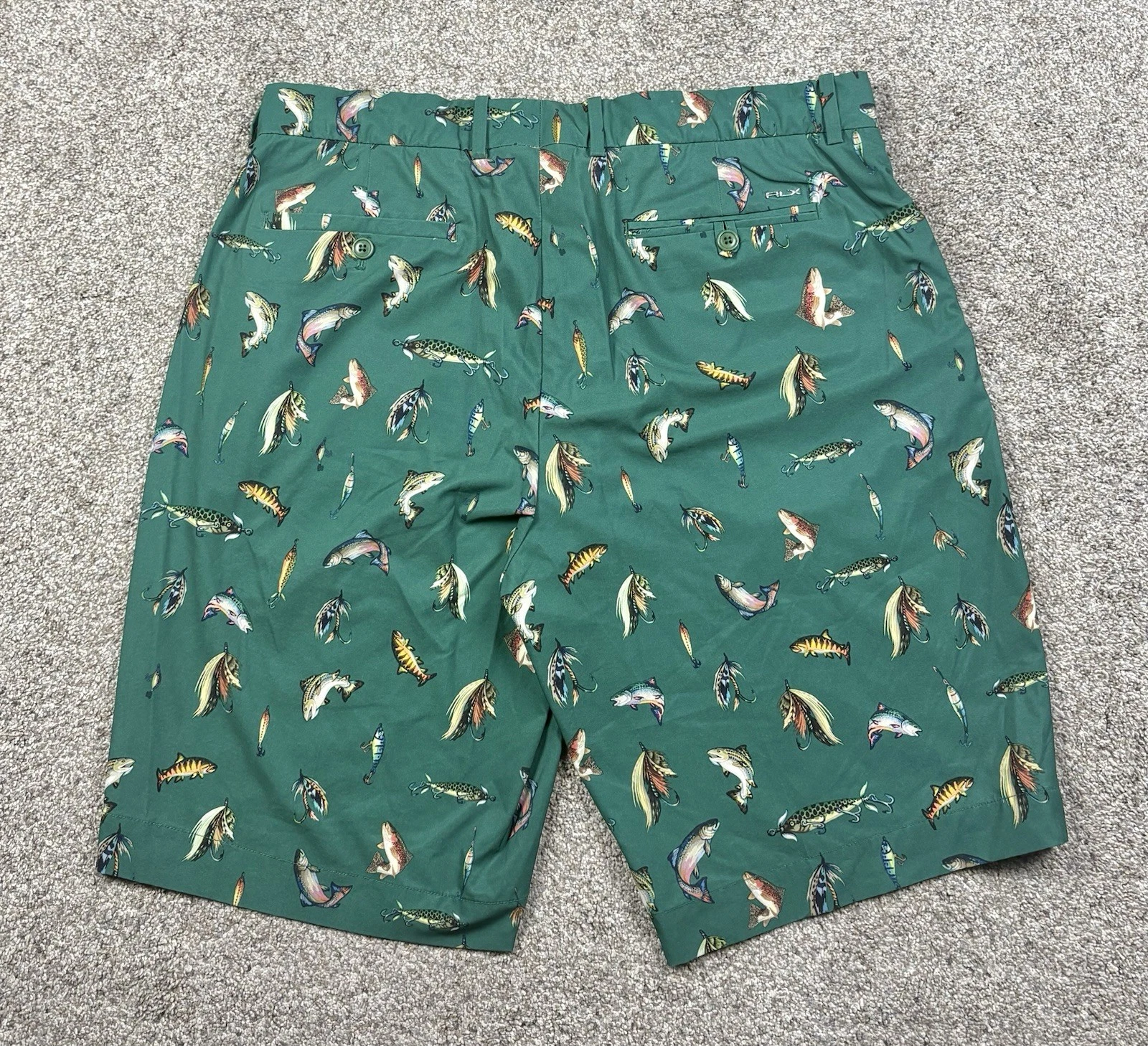 Ralph Lauren RLX Golf Shorts Men’s Size 34 Fishing Pattern Green 10’ Inseam