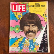 LIFE MAGAZINE SEPTEMBER 5, 1969 PETER MAX PORTRAIT OF THE ARTIST + Retro Ads