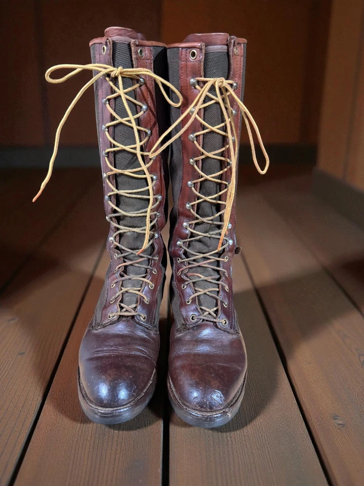 Vintage Wood N Stream 6800 Snake Boots 11D Vibram Sole Leather Canvas USA - Image 2 of 4