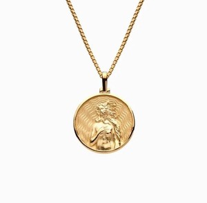 Authentic 18K Gold Plated Greek Mythology Coin Pendant & Necklace / Aphrodite Goddess Gold