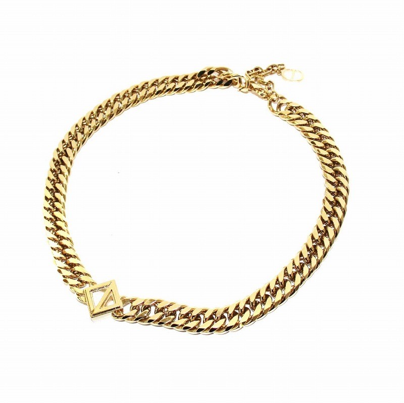 Dior CD Diamond Necklace Chain in Gold for Men KH AA